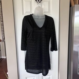 Balance Coverup Swim Collection black semi sheer coverup with hood size S EUC